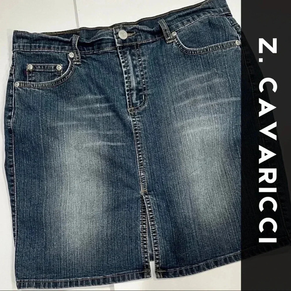 Vintage Z. Cavaricci 80s-90’s Retro Denim mini Skirt with front split So cool! - Picture 1 of 9
